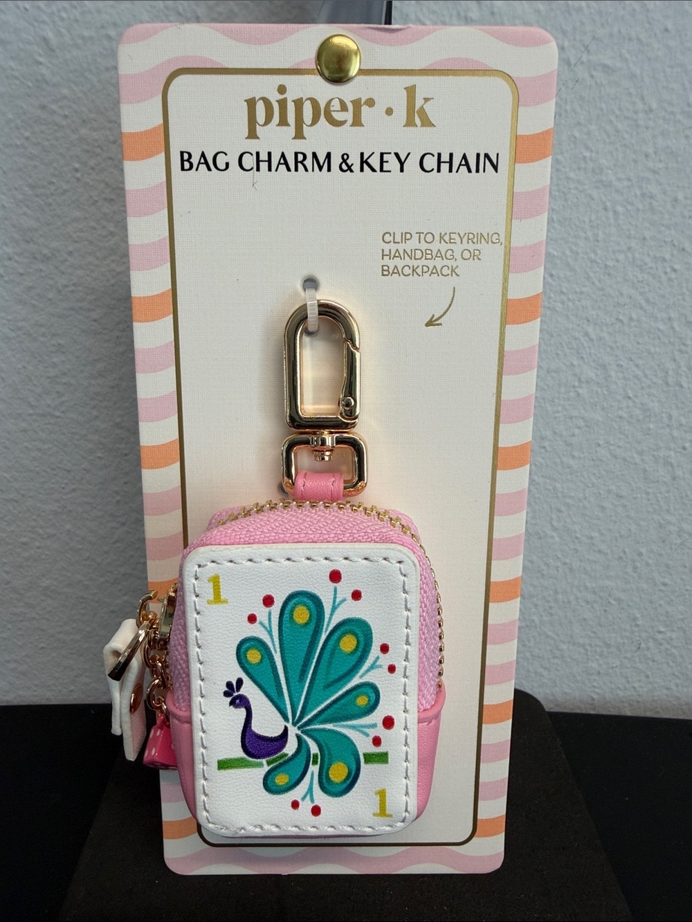 Piper K | Peacock Card Pink Coin Purse Bag Charm 🦚 - Picture 3 of 8